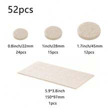 52/62/90/114 Stück verstärkte selbstklebende Filz-Stuhlbeinpads Bodenschutz Möbelbeine Tischbeinabdeckungen rund rutschfeste kratzfeste Pads (Beige, Braun)