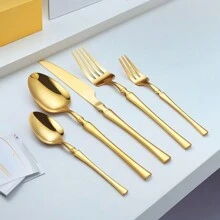 30 pezzi Set di posate in acciaio inossidabile - lucidato a specchio, include coltelli, forchette, cucchiai, forchette da dessert e da frutta per uso domestico, feste, matrimoni e forniture scolastiche