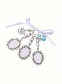 1/2Pcs Personalized Custom Bridal Bouquet Commemorative Brooch, Designed With Various Specifications Of 1/2/3 Photo Pendants, Lace Bow Faux Pearl Decoration, Metal Material Texture Full Of Fashion And Uniqueness, Personalized Beauty, Retro Elegance, Luxurious Warmth, Worn On The Chest, Bouquet