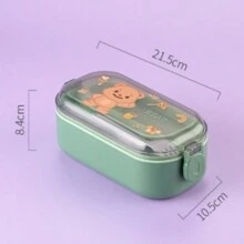 1pc卡通双层饭盒学生带饭格大容量带餐具可微波炉加热儿童午餐盒 - 彩色 - 查看 16