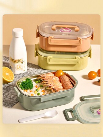 Stainless Steel Insulated Lunch Box - Microwave Friendly, Dishwasher-Friendly Bento Box With Compartments For Office Workers & Students - Perfect For School, Canteen, And Home Kitchen, Rectangle Shape
