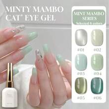 Miss Comoy 15ml Nova Série Mambo de Menta Quente Chinesa Esmalte de Unha Vegano Cor de Crepe Cor de Cardamomo Sistema de Vidro Verde Tintado Ameixa Azul-Esverdeado Contas de Vidro Flash de Explosão Olho de Gato Esmalte de Unha Suave Frescor Vegano Sensação de Salão de Unhas DIY Unhas Comumente Usadas Cola para Unhas