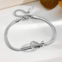 Simple Luxury Style Nail Bracelet Women's Bracelet 18K Titanium Steel Snake Bone Chain - Bạc - Xem 1