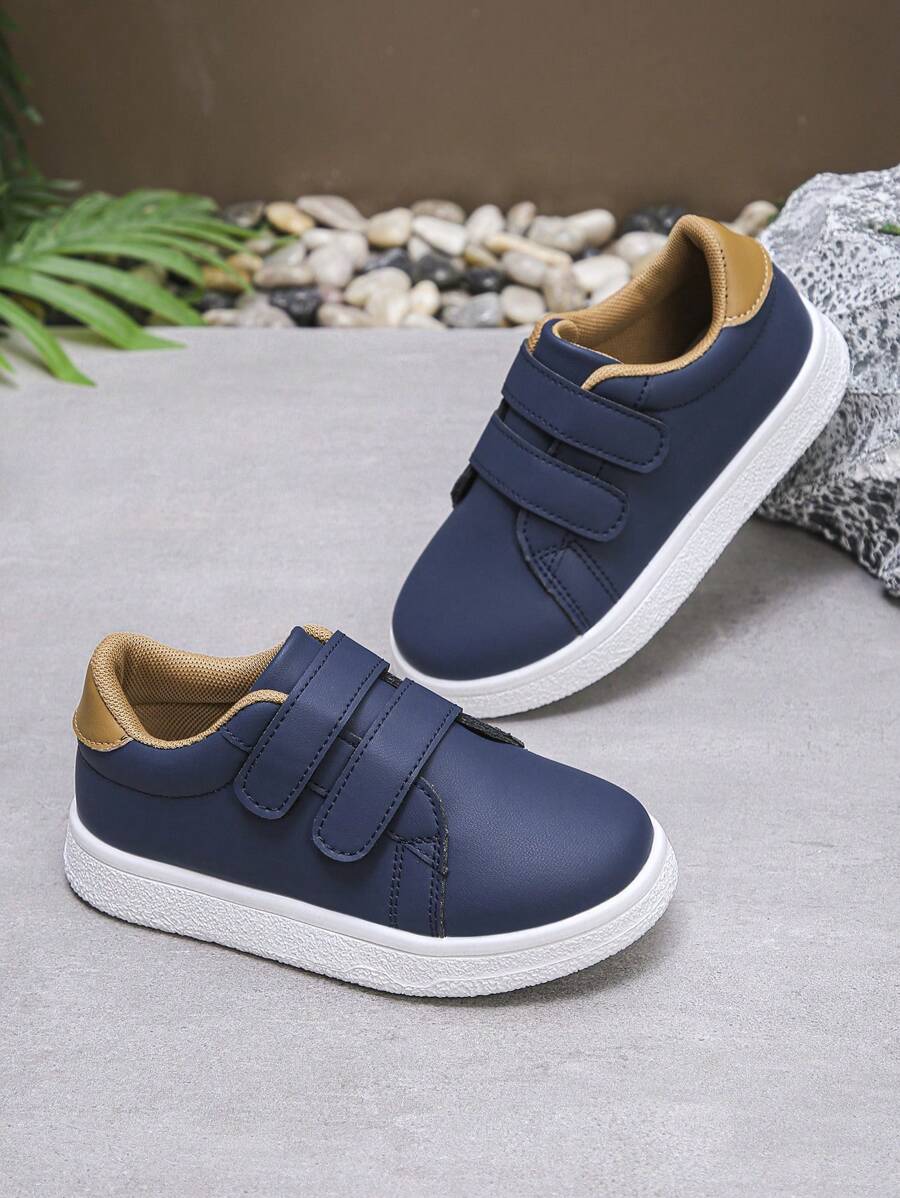 1 双男女儿童休闲钩环防滑平底运动鞋，适合所有季节 - 藍色 - 查看 1