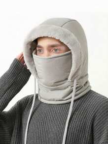 1pc Thermal Lined Windproof Ski Mask Neck Warmer Hat, Unisex Winter Warm Cycling Ski Cap