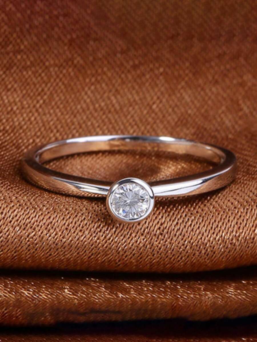 1 件简约方晶锆石戒指，适合女士婚礼订婚派对珠宝情人节礼物