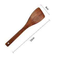 1/2pcs New Wooden Spatula, Wooden Kitchenware, Non-Stick Cookware, High Quality Wooden Cooking Spoon, Nonstick Heat Resistant Antibacterial Kitchen Utensils - Natural Wooden Cooking And Serving Spoon, Suitable For Kitchen Accessories - Rust Brown - View 9