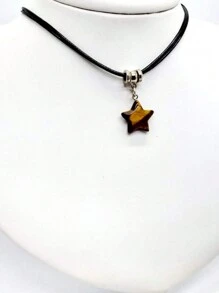 Necklace Choker Pendant Star Natural Stone Tiger's Eye | Protection And Good Energies REF:180 - 黑色的 - 查看 4
