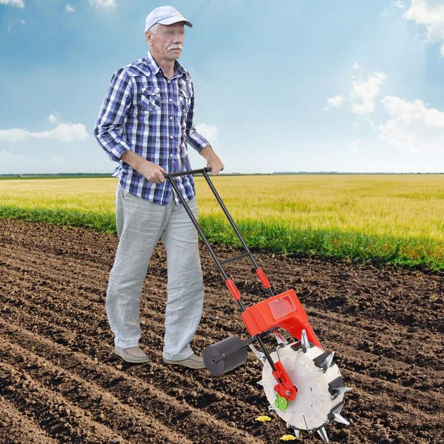 Rainaut Garden Row Planter, Manual Planter With Machine 10 Row Seeders For Sowing And Applying Fertilizer, Walking Row Crop Planter For Sowing Seeds, Corn, Soybean, Peanuts, Mung Beans, Sunflower, Garden Tools, Garden Tools 52*24*62cm/20.47*9.45*24.41in - 17740313 - View 1