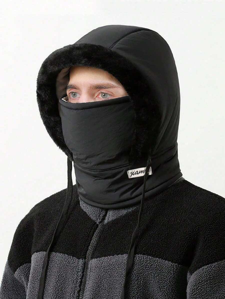 1pc Thermal Lined Windproof Ski Mask Neck Warmer Hat, Unisex Winter Warm Cycling Ski Cap