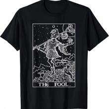 Fool Tarot Card-Inspired Cotton T-Shirt For Men - Soft, Breathable & Versatile Perfect For Halloween & Casual Wear - Black - View 1