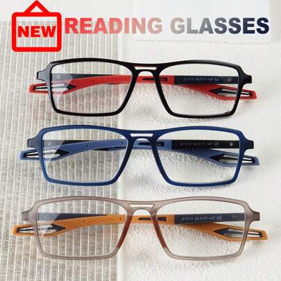 Óculos de leitura com armação flexível TR90 e dobradiças de metal, óculos bifocais unissex estilo esportivo de visão clara