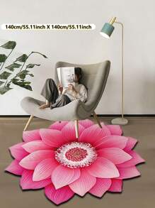 1pc Small Floral Flower-Shaped Carpet - Non-Slip, Dirt-Resistant, Machine Washable Carpet, Perfect For Living Room, Bedroom, Home Decor [Lotus Represents Purity And Love]