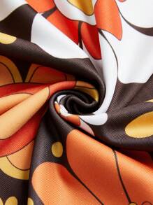 Women's Plus Size Floral Print Bohemian Fresh Style Halter Jumpsuit Set Head Sleeveless Halter Back Straight Pants - Orange - View 5