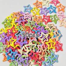 50 buc cleme dulci și drăguțe cu ulei picurat de culoare bomboane, cu cinci colțuri, în formă de stea, breton pentru femei/breton lateral/cleme de coadă de cal, accesorii de păr, cleme cu gheare, agrafe de păr