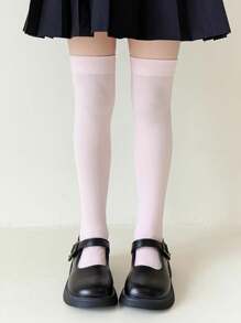 1 đôi tất cao đến đầu gối bằng nhung cho trẻ em, phong cách Harajuku, màu Dopamine, mùa xuân/hè - Nhiều màu - Xem 20