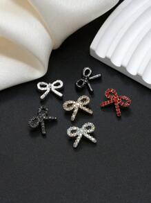 6 件/套时尚水晶蝴蝶结金属纽扣，女士婚纱、西装、夹克、毛衣装饰，衣服、包、毛绒玩具、缝纫 DIY 配件