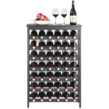 42 Bottle Modular Wine Rack 7-Tier Solid Bamboo Wood Storage Racks Table Top Floor Standing Wines Holder Display Shelf Wobble- Shelves For Bar Cellar Black - Black1 - View 9
