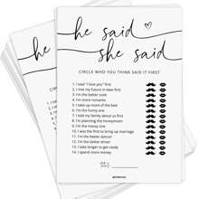 Thẻ trò chơi tiệc cô dâu - Trò chơi Anh ấy nói Cô ấy nói - Thẻ trò chơi tiệc cưới, Trò chơi tiệc đính hôn, Quà tặng & đồ trang trí tiệc cô dâu hiện đại, Giáng sinh - trắng - Xem 17