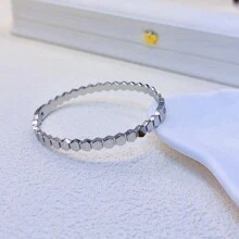 Non-Fading Geometric Hexagonal Design Bracelet 18K Plated Stainless Steel - 銀色 - 查看 1