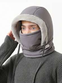 1pc Thermal Lined Windproof Ski Mask Neck Warmer Hat, Unisex Winter Warm Cycling Ski Cap