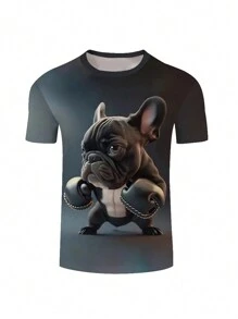 Stylish Cool Pug Graphic Print T-Shirt - Summer Casual Short Sleeve Tees For Males With Comfortable Fit And Vibrant Colors - Perfect For Outdoor Activities And Daily Wear - Multicolor - View 2