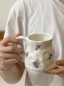 French Handmade Ceramic Coffee Cup, Retro Rose Design Mug, High-Quality Coffee Cup For Afternoon Tea, Milk, Water, Unique Gift Back To School