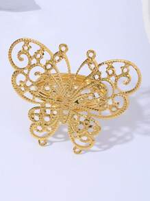 1pc Alloy Enamel Gorgeous Butterfly Napkin Ring, Tabletop Decor Napkin Holder For Dining Table, Holiday, Party, Hotel, Restaurant, Wedding, Gold Color