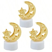 1/2/3pcs Creative Metal Star Moon Accessories Decoration Electronic Candle Light, Indoor Decorative Starry Moon Night Light,Indoor Birthday, Party, Festival, Wedding Decoration Candle Light Including Battery, Flameless Candle Lights - ánh sáng ấm áp - Xem 11