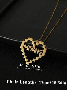 Custom Stainless Steel NecklacePersonalized Elegant Luxury Minimalist Golden Digital Heart Nameplate Necklace, Birthday Gift, Personalized Gift, Anniversary Gift, Customized Jewelry, Memorial Gift, Gift For Friends, Family, Lovers, Suitable For Party, Travel, Matching