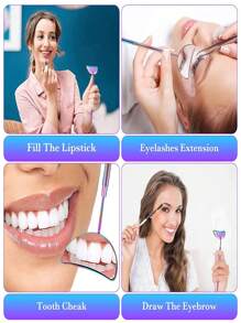 2 件/50 克不锈钢手持睫毛镜，用于睫毛延长和烫发，可拆卸手柄，便携式小半月形镜子，45° 角设计，睫毛技师和女性美容工具 - 彩色 - 查看 4