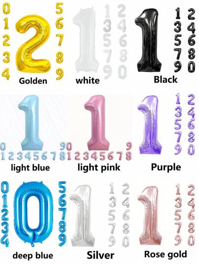 32" Foil Number Balloon, Aluminum Digit Balloon On Stand, Creative Birthday Party Decor, 10th Anniversary, Store Opening Celebration, Large Silver Numeral Balloon, 32" Foil Balloon For Birthday Backdrop