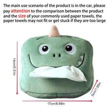 1pc Adorable Plush Cartoon Animal Tissue Holder - Easy-To-Attach & Soft-To-Touch - Space-Saving Storage For Car Seats & Home Use - Multicolor - View 2