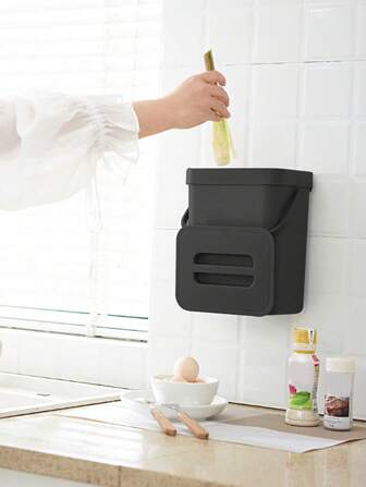 1pc Multi-Functional Trash Can, 3L/0.79 Gallon Hanging Trash Can, Convenient Kitchen Trash Can, 2-In-1 Wall Or Wall Hanging Trash Can, High Quality Compost Bucket, Office Garbage Basket, Household Items, Kitchen Accessories