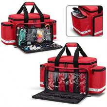 Emergency Responder Trauma Bag Large First Aid Kit Medical Bag Empty With Inner Dividers Non-Scratch Bottom Ideal For EMT EMS Paramedics Red Empty Patented Design - Red1 - View 3