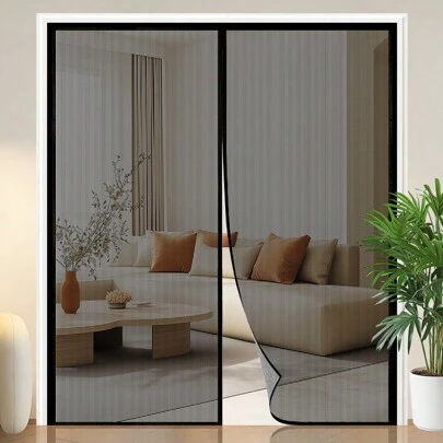 1 件黑色玻璃纤维蚊帐窗帘，夏季透气网状纱窗，适用于门、卧室、厨房、客厅、阳台、车库，防宠物抓挠