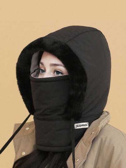 1pc Warm Windproof Thicker Thermal Lined Earmuffs Hat, Unisex Fashion Versatile Winter Cap For Women