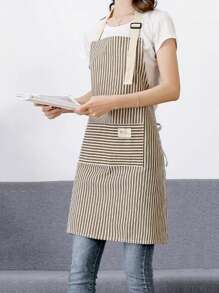 1 pieza Delantal de lino delgado, delantal de limpieza doméstica transpirable, delantal de cocina, restaurante para mujeres, hombres, chef, barbacoa, manualidades, al aire libre, delantal de cocina transpirable y ligero para el verano