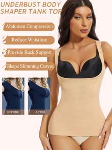 Shapewear kompressionslinne för kvinnor, byststödskroppsformare, högkompressionsväst för att smalna och lyfta - Aprikos - Visa 5