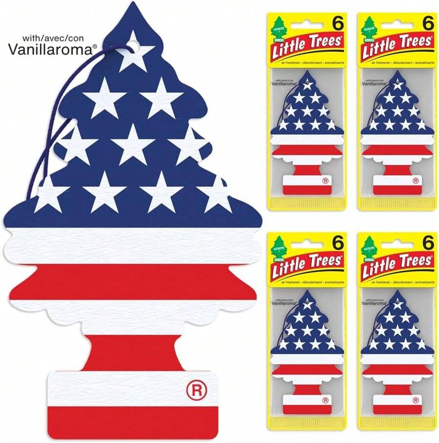LITTLE TREES Air Fresheners Car Air Freshener. Hanging Tree Provides Long Lasting Scent For Auto Or Home. America, Pack Of 24 - Multicolor - View 1