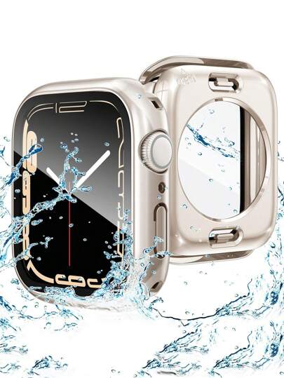 1 件星光色 360 度全覆盖保护壳 + 钢化玻璃屏幕保护膜，防水手表壳兼容 40/41/42/44/45/46/49 毫米，兼容 Ultra/SE 系列 11/10/9/8/7/6/5/4，智能手表配件