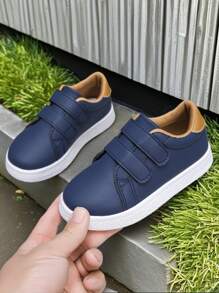 1 双男女儿童休闲钩环防滑平底运动鞋，适合所有季节 - 藍色 - 查看 2