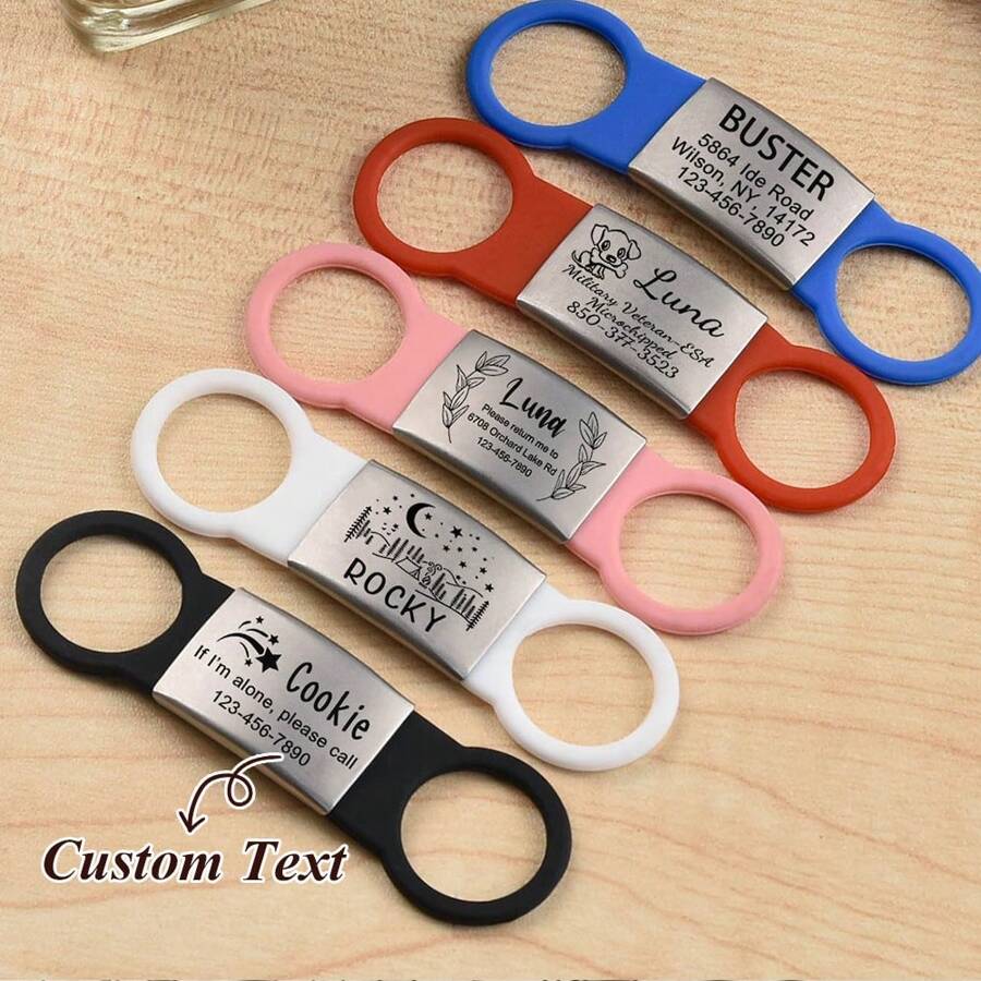Dog Tag With AddressPhone, Silent Dog Tags Personalized, Silicone - Black - View 1