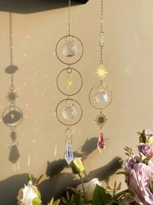 1 Sonnenfänger, goldene Sonne mit Strass Prisma Anhänger, leuchtender Regenbogen Fänger, Kristall Anhänger Heim Dekoration, Fenster Deko zum Aufhängen, Meditation, Kontemplation, Tagträumerei, Geschenk für Mutter, Geschenk für Mädchen, Urlaubsgeschenk, Gartendekoration, Außendekoration, Beileidgeschenk, Geburtstagsgeschenk, Geschenk für neues Zuhause, Valentinstag Geschenk, Valentinstag, Valentinstag Dekorationen, Valentinstag Geschenke, Heimdekoration, Raum Dekoration, Wanddekoration Abschluss - Gold - Übersicht 5