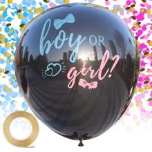 1set Thickened Gender Reveal Balloon - 1pc Gender Reveal Confetti Balloon With Pink And Blue Confetti – 36 Inch Black Gender Reveal Balloons Perfect For Taking Photos And Videos - Multicolor - View 1