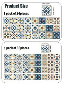 9/24/36PCS摩洛哥印花地板贴纸加厚防水防滑瓷砖贴纸厨房浴室自粘防潮装饰墙贴 - 彩色 - 查看 6