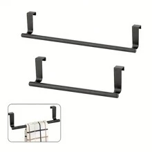 1pc High Quality Stainless Steel Towel Bar - Space-Saving Bathroom Over The Door Towel Rack, No Drilling Installation - Rust-Proof, Easy Cleaning Cabinet Mounted Single Towel Hanger, Bathroom Accessories - Multicolor - View 3