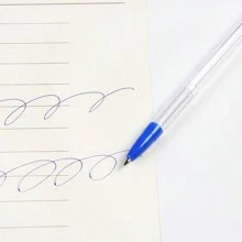 1 pezzo, Penna a sfera ad inchiostro liquido, inchiostro blu, scrittura fluida, per ufficio, scrivania, anti-smarrimento con laccetto, per il ritorno a scuola