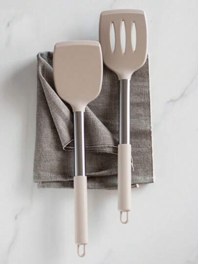 2 paquetes de espátula sólida de silicona, espátula de cocina ranurada antiadherente, utensilios de cocina resistentes a altas temperaturas, utensilios de cocina ideales para cocinar pescado, huevos y panqueques