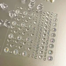 2 Miếng Dán Hình Trái Tim Đính Đá Acrylic Kim Cương Lấp Lánh, Hình Hoa Và Hình Thanh Ngọc Trai, Thích Hợp Cho Mặt Và Tóc, Móng Tay, Nam Và Nữ, Thích Hợp Cho Các Bữa Tiệc Tự Làm, Tiệc Trường Học, Các Buổi Tụ Họp, Biểu Diễn Sân Khấu, Nhập Vai, Trang Trí Mặt Và Tóc - Phụ Kiện Tóc Và Miếng Dán Trang Trí Thời Trang, Đơn Giản Và Dễ Sử Dụng - Nhiều màu - Xem 5
